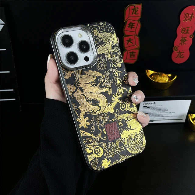 2024 Dragon New Year Electroplated Lucky Case for iPhone 15 14 12 13 12 Series