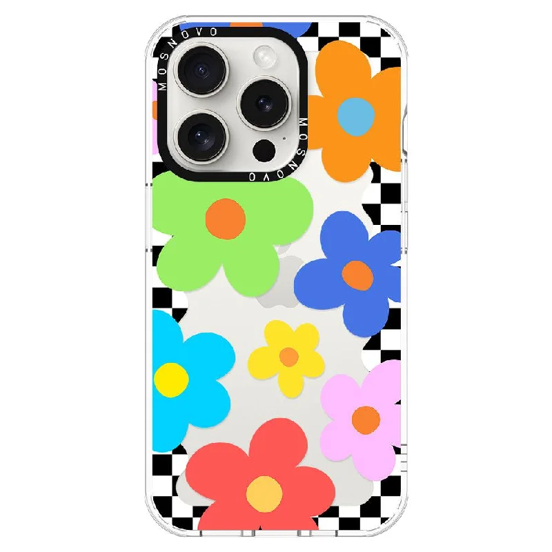 60's Checkered Floral Phone Case - iPhone 15 Pro Case