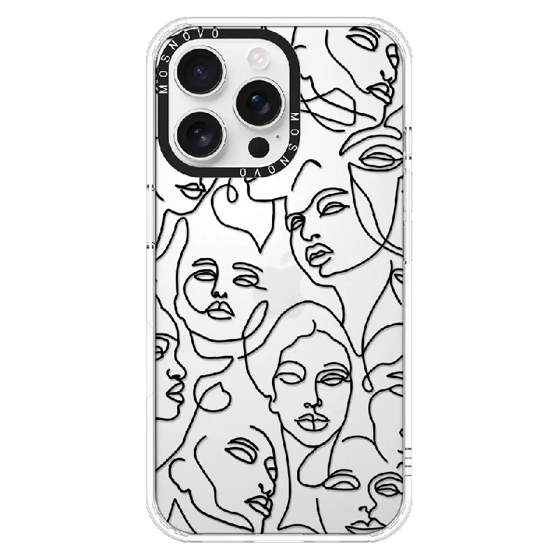 Abstract Face Line Art Phone Case - iPhone 16 Pro Max Case