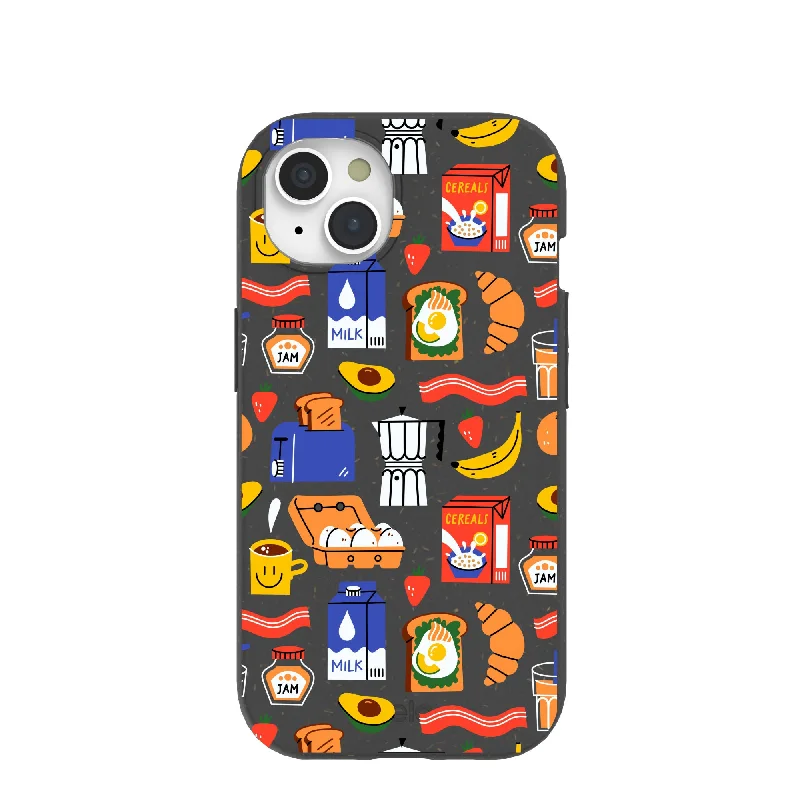 Black Breakfast Time iPhone 15 Case