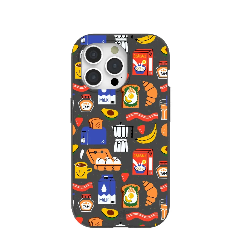 Black Breakfast Time iPhone 15 Pro Case