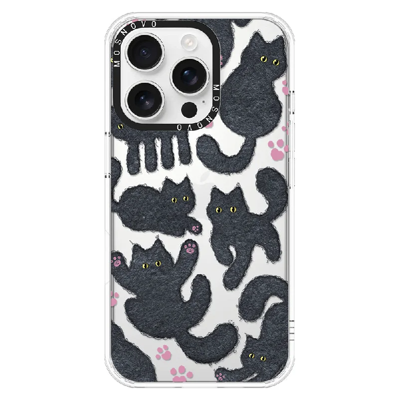 Black Furry Cat Phone Case - iPhone 16 Pro Case