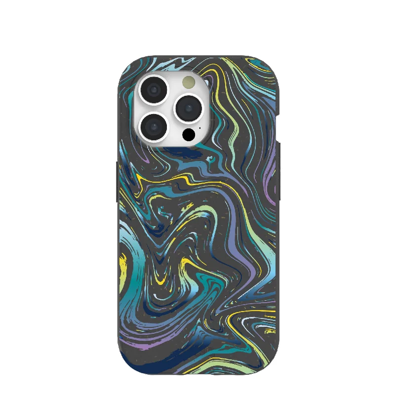 Black Space Waves iPhone 15 Pro Case