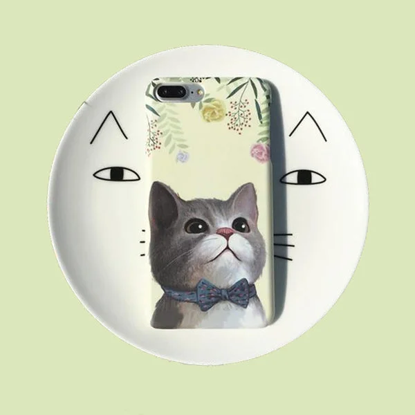 Bow Tie Cat under Spring Flowers Phone Case