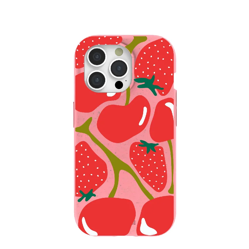 Bubblegum Pink Cherry Berry iPhone 15 Pro Case