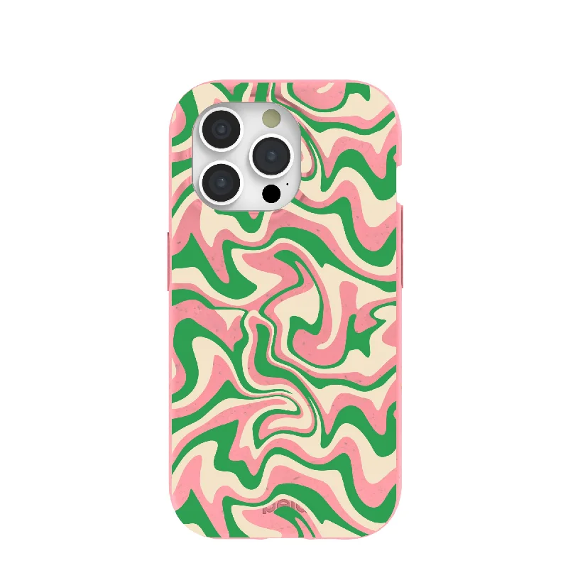 Bubblegum Pink Funky Waves iPhone 15 Pro Case