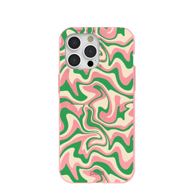 Bubblegum Pink Funky Waves iPhone 15 Pro Max Case