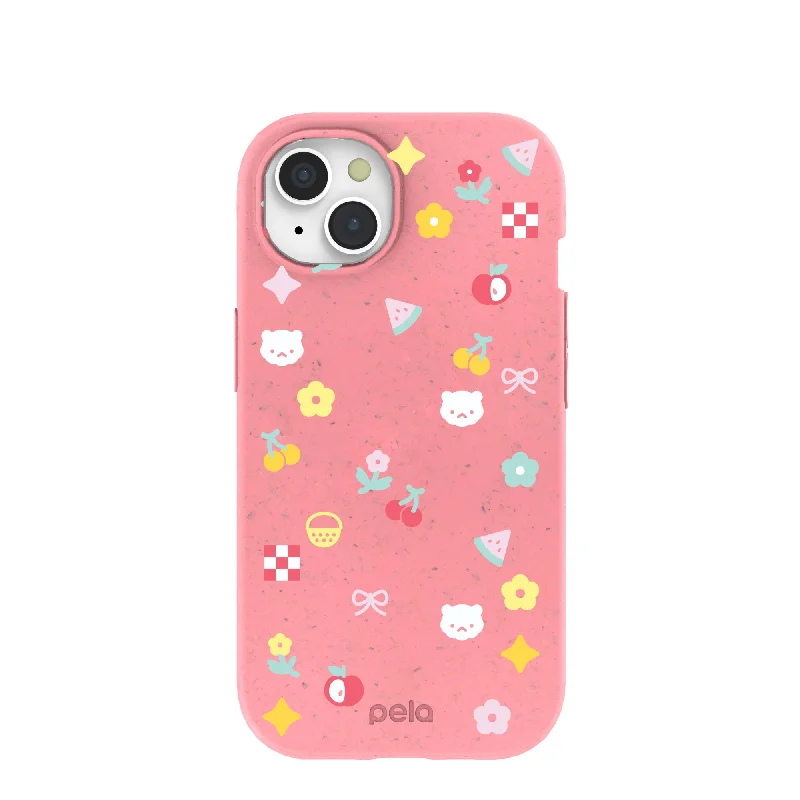 Bubblegum Pink Pretty Picnic iPhone 15 Case