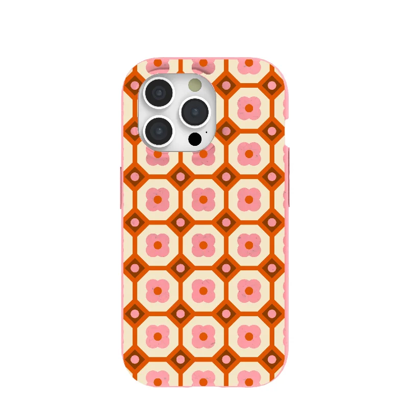 Bubblegum Pink Retro Tiles iPhone 15 Pro Case