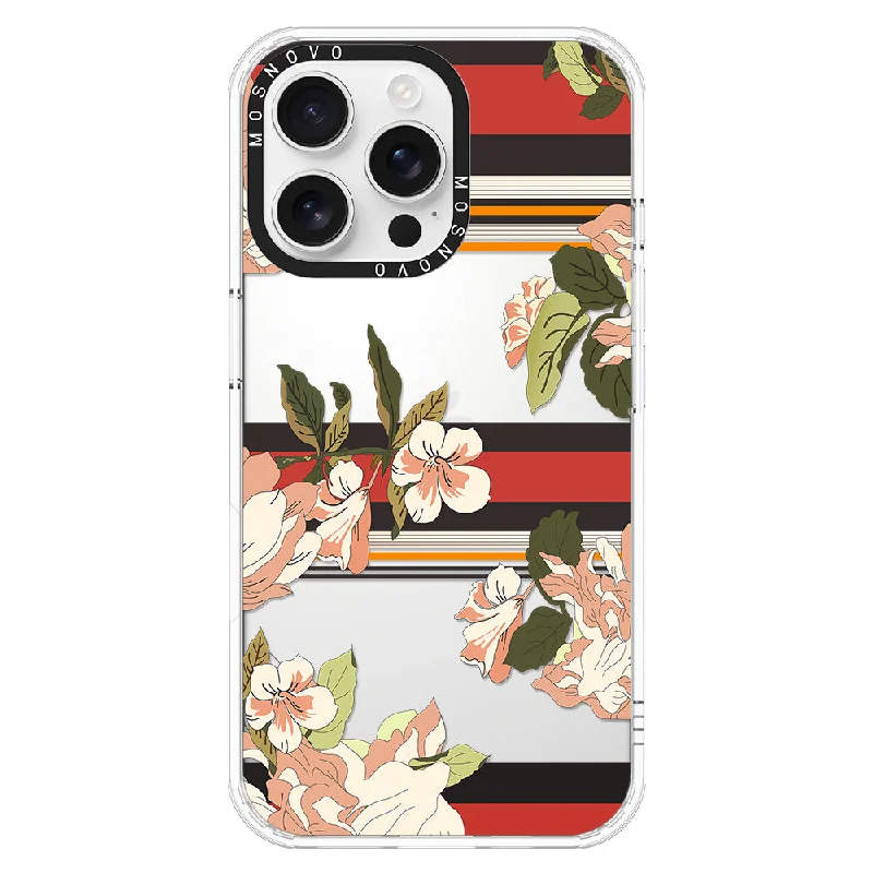 Classic Stripe Floral Phone Case - iPhone 16 Pro Max Case