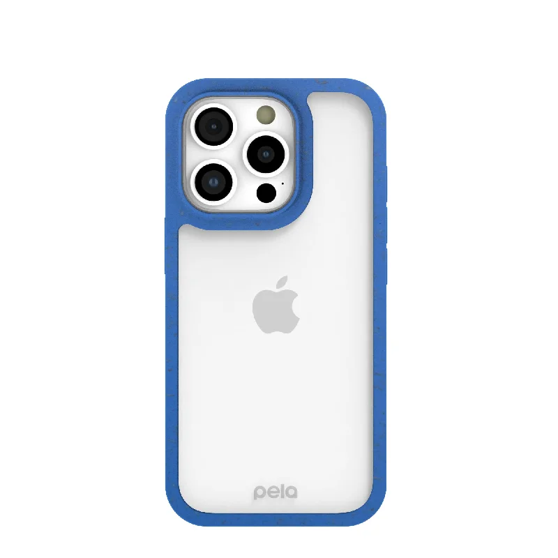 Clear iPhone 16 Pro Case with Electric Blue Ridge