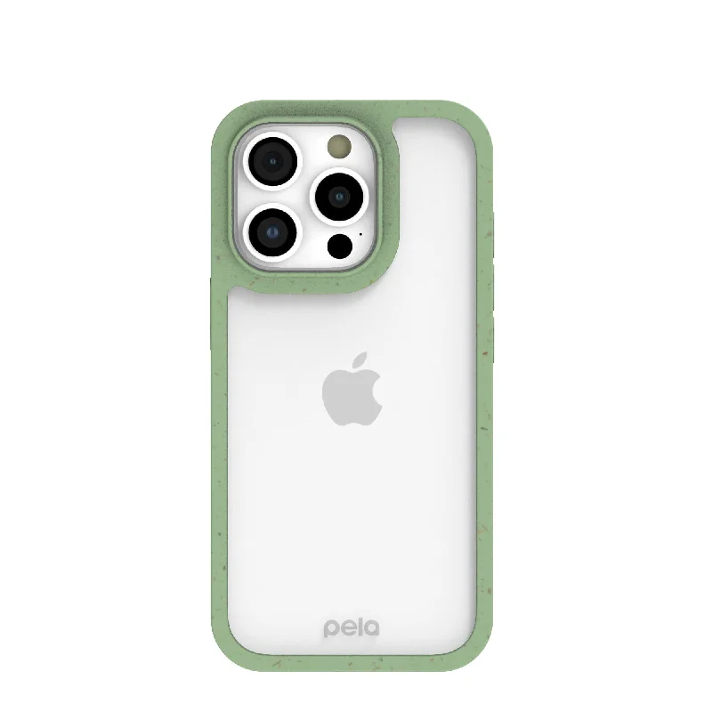 Clear iPhone 16 Pro Case with Sage Green Ridge