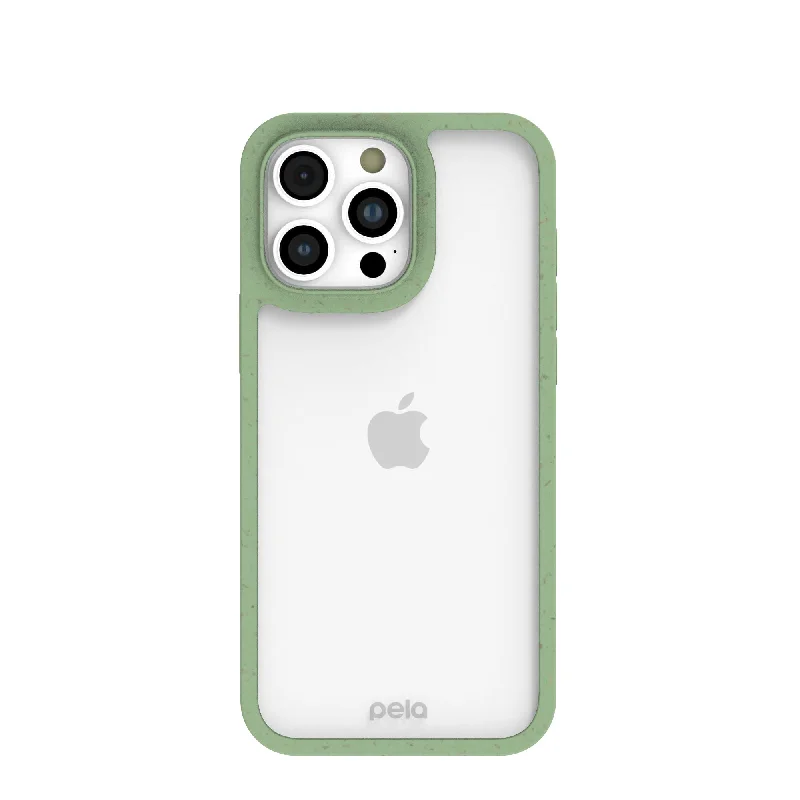 Clear iPhone 16 Pro Max Case with Sage Green Ridge