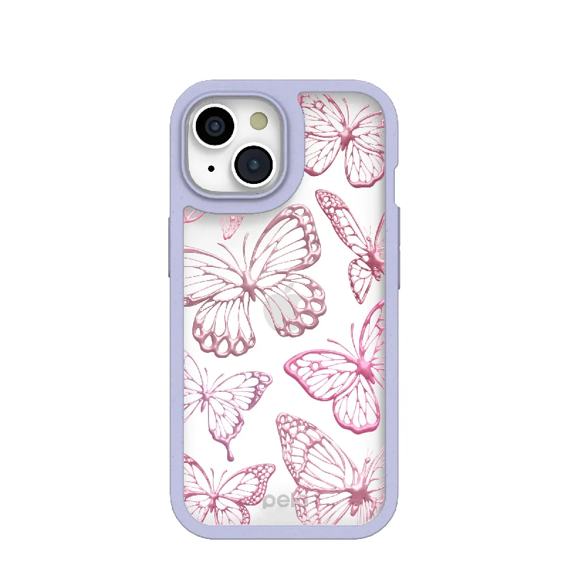 Clear Butterfly Effect iPhone 15 Case With Lavender Ridge