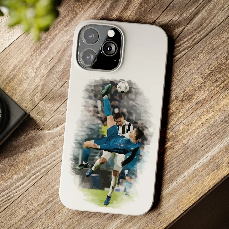 Cristiano Ronaldo Bicycle Kick Slim Phone Cases for iPhone 15 14 13 Series