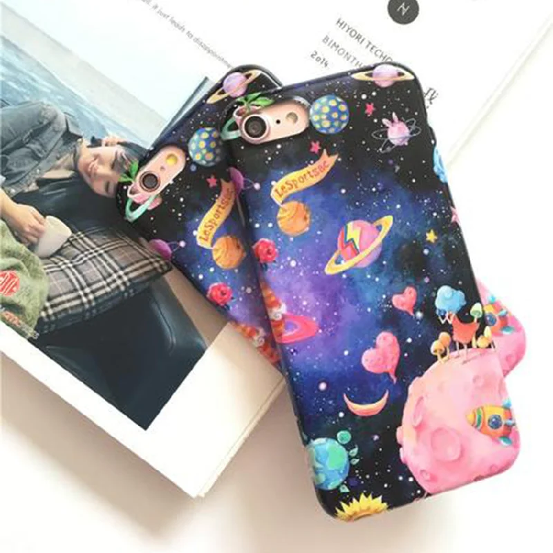 Dreamy Pink Planet (Black) Phone Case