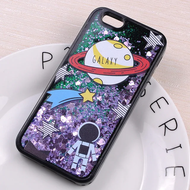 Glitter Waterfall Phone Case - Black - Galaxy