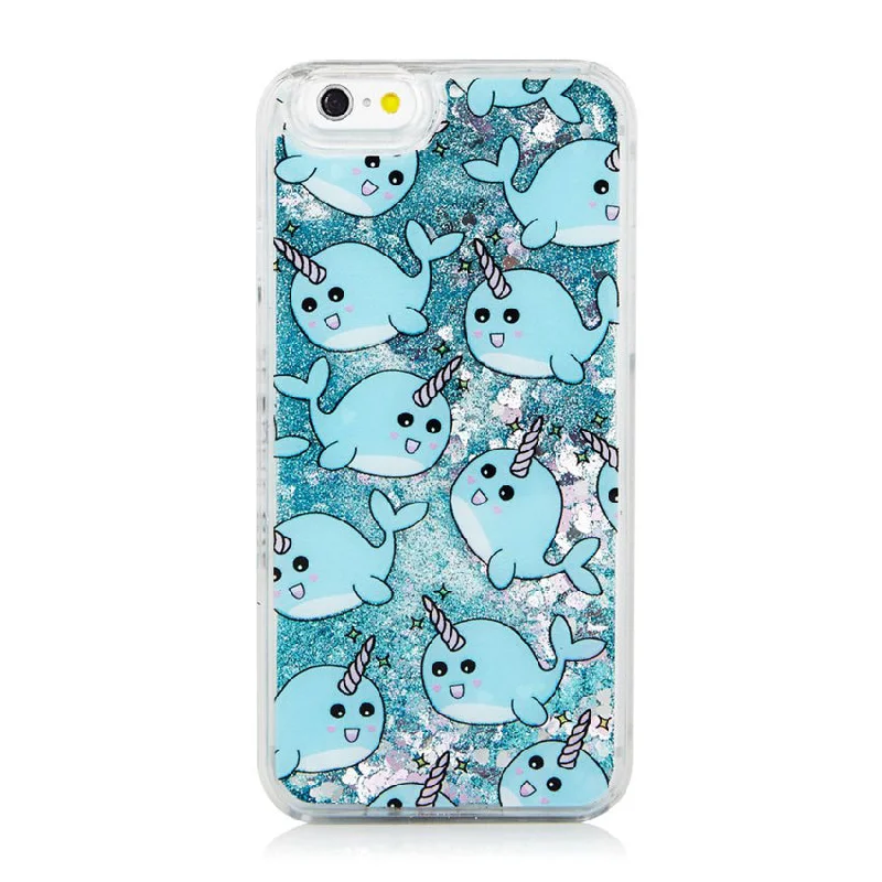 Glitter Waterfall Phone Case - Blue Narwhal