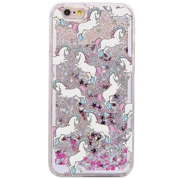 Glitter Waterfall Phone Case - Unicorn - Silver