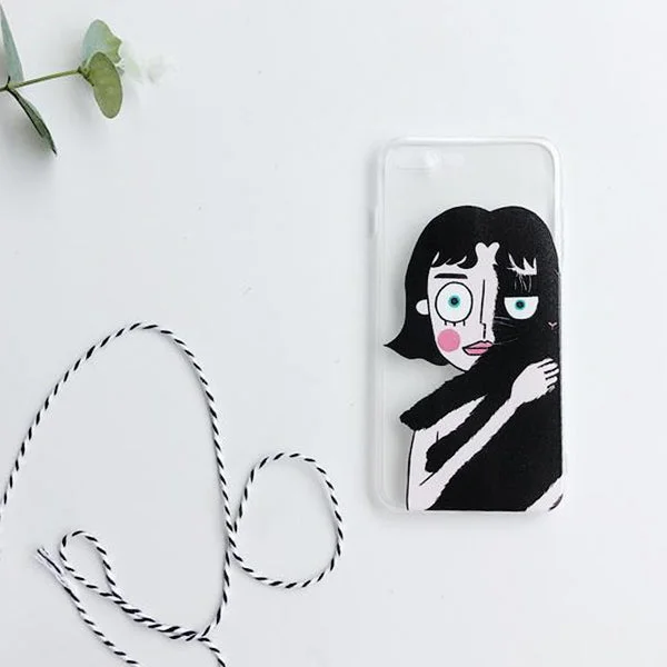 Half Half Cat Lady (Clear) Phone Case