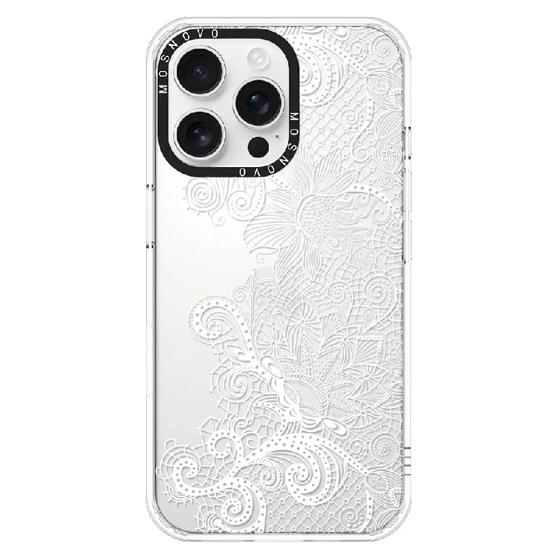 Lacy White Flower Phone Case - iPhone 16 Pro Max Case