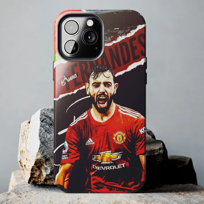 Manchester United Captain Bruno Fernandes Tough Phone Case for iPhone 15 14 13 12 Series