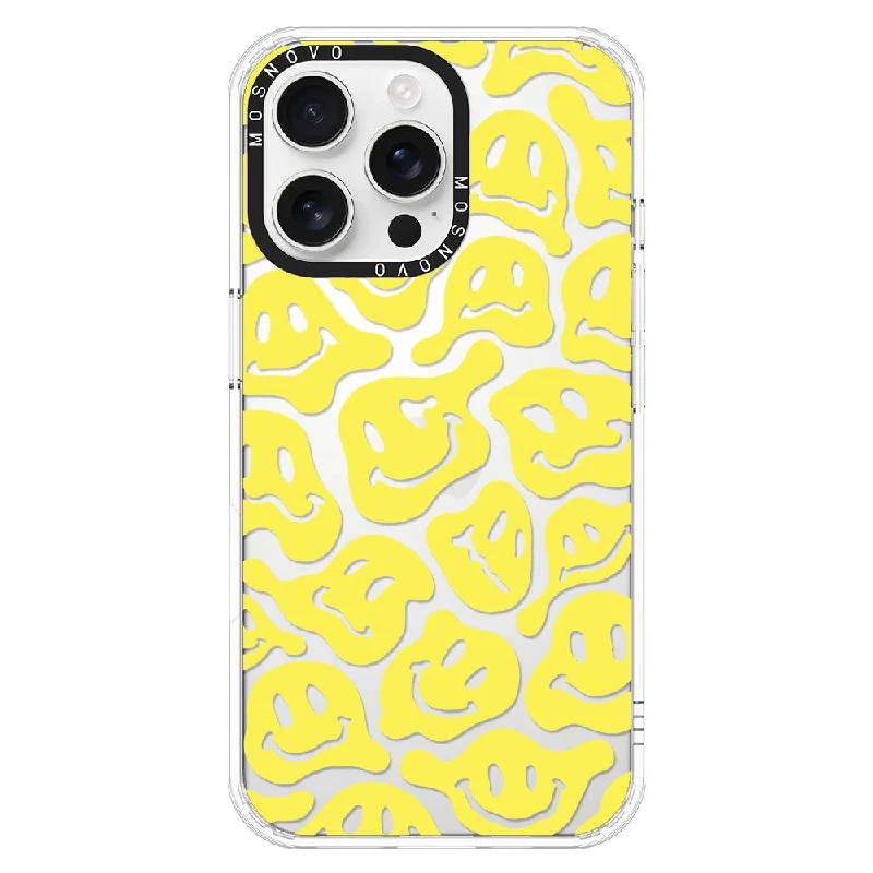 Melted Yellow Smiles Face Phone Case - iPhone 16 Pro Max Case