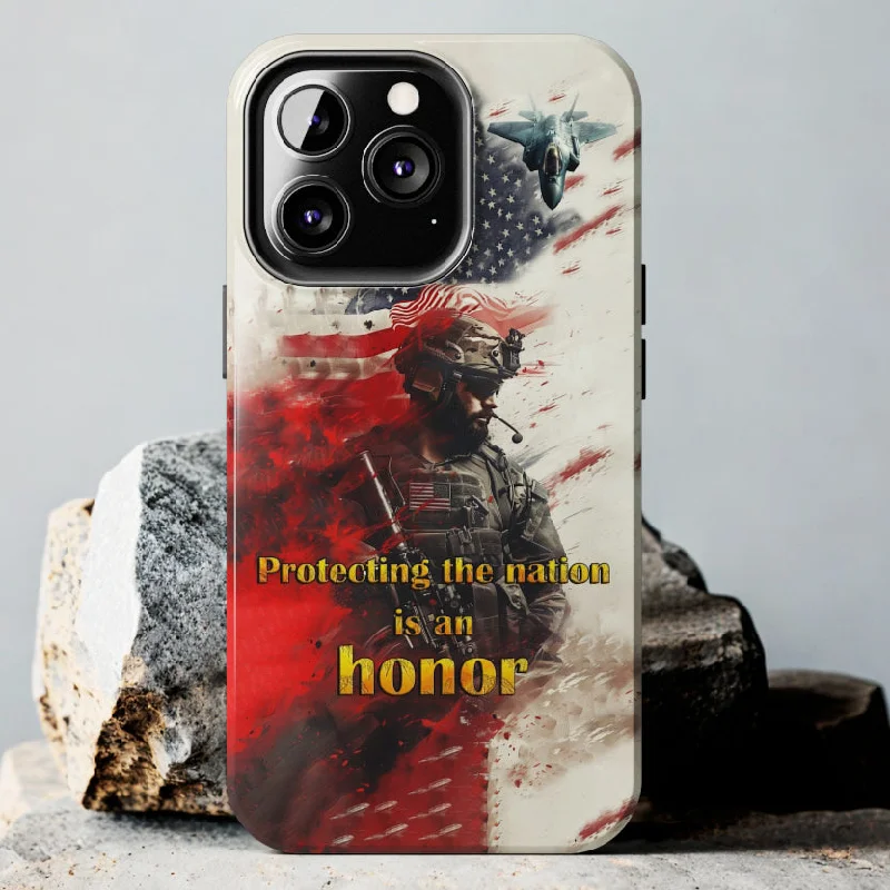 New Military Personnel 'Protecting the nation is an honor' Tough Phone Case for iPhone 15 14 13 12 Series