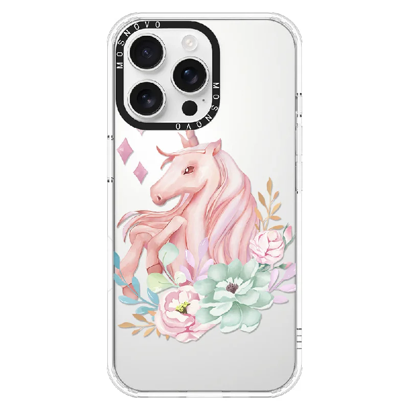 Pastel Flower Unicorn Phone Case - iPhone 16 Pro Max Case