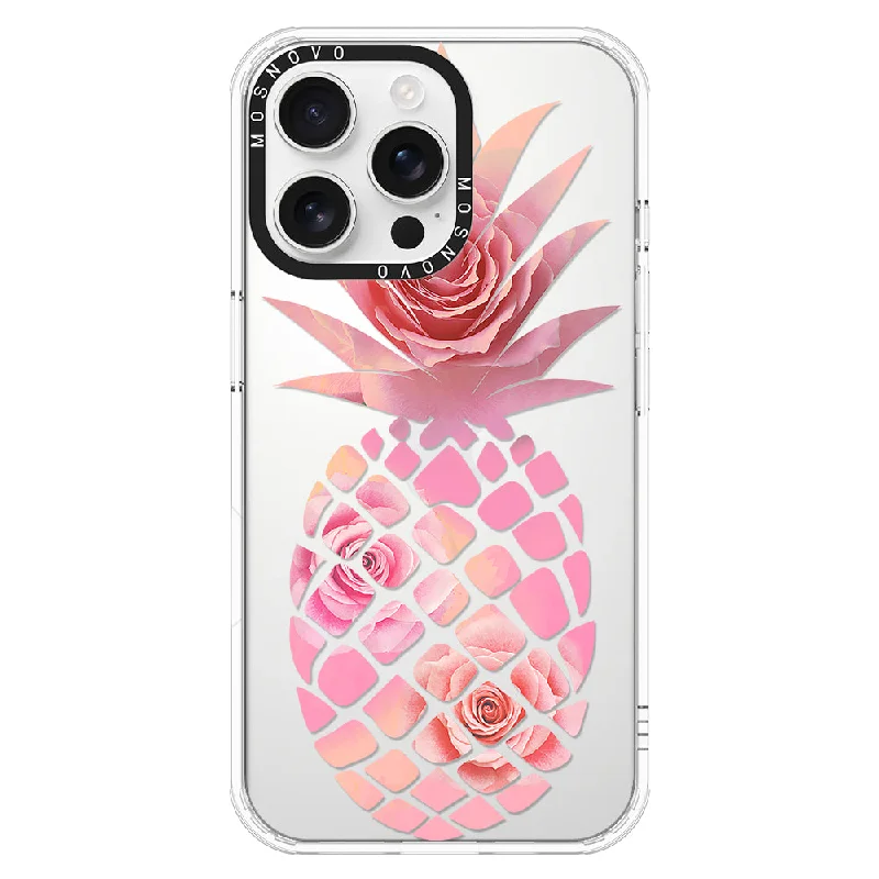 Pink Floral Pineapple Phone Case - iPhone 16 Pro Max Case