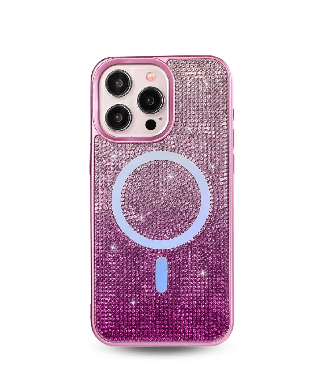 Pink Ombre Crystal Glam MagSafe Phone Case