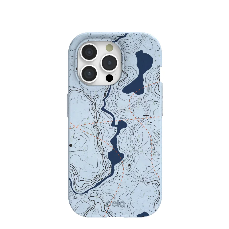 Powder Blue Contour Lines iPhone 15 Pro Case