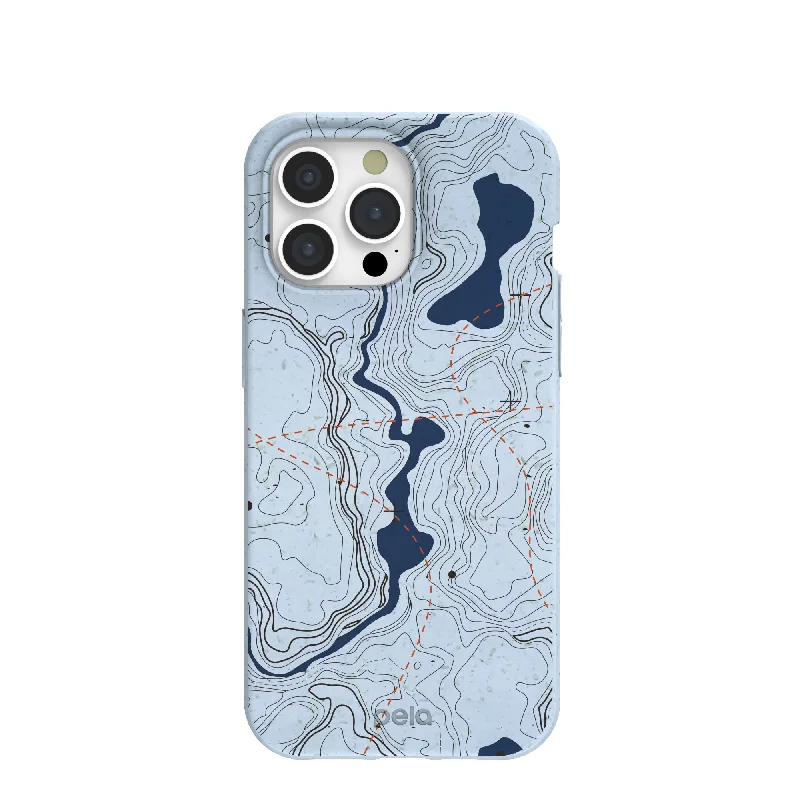 Powder Blue Contour Lines iPhone 15 Pro Max Case