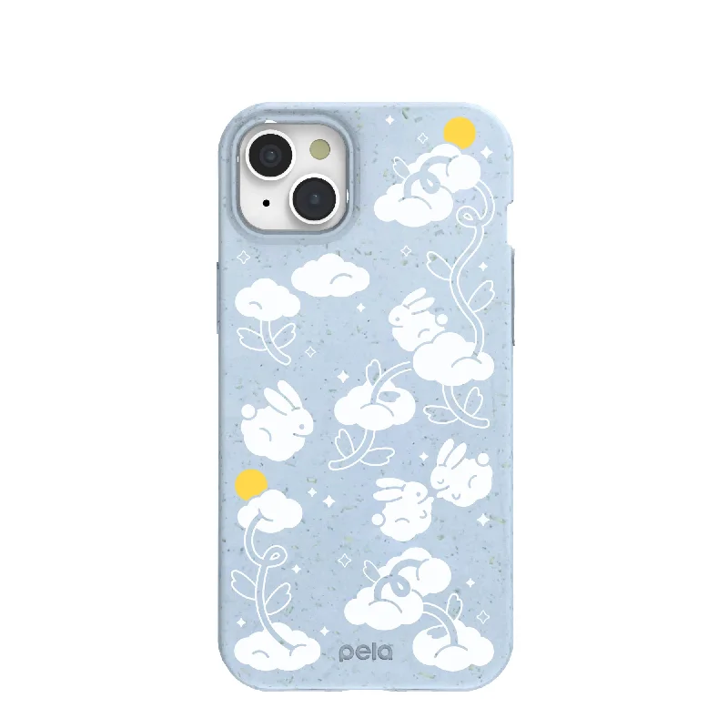 Powder Blue Fluffy Flower iPhone 15 Plus Case