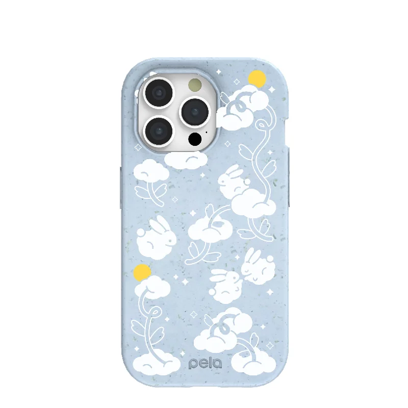 Powder Blue Fluffy Flower iPhone 15 Pro Case