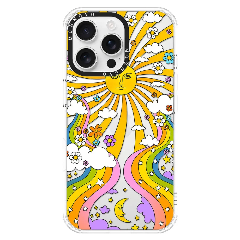 Rainbow Sun and Moon Phone Case - iPhone 16 Pro Max Case