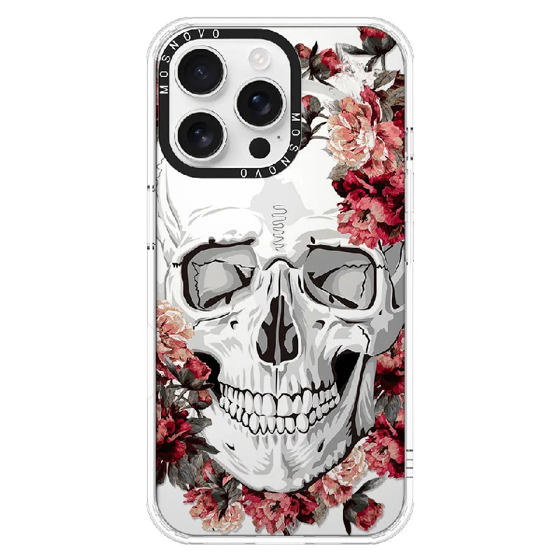 Red Flower Skull Phone Case - iPhone 16 Pro Max Case