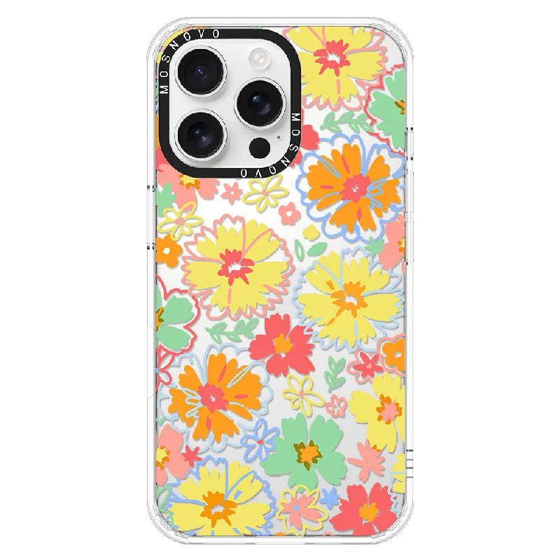 Retro Boho Hippie Flowers Phone Case - iPhone 16 Pro Max Case