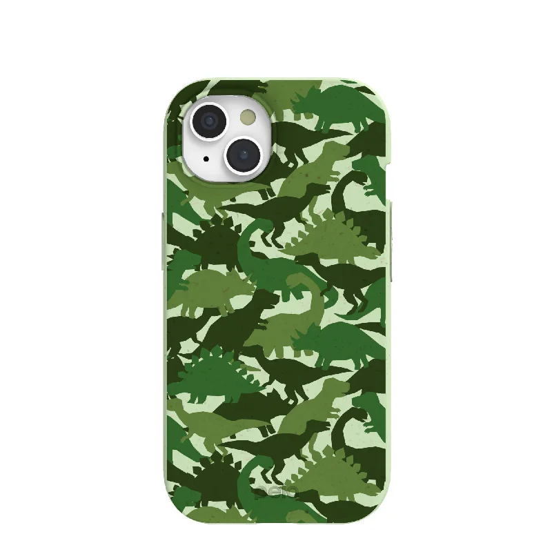 Sage Green Dino Camo iPhone 15 Case