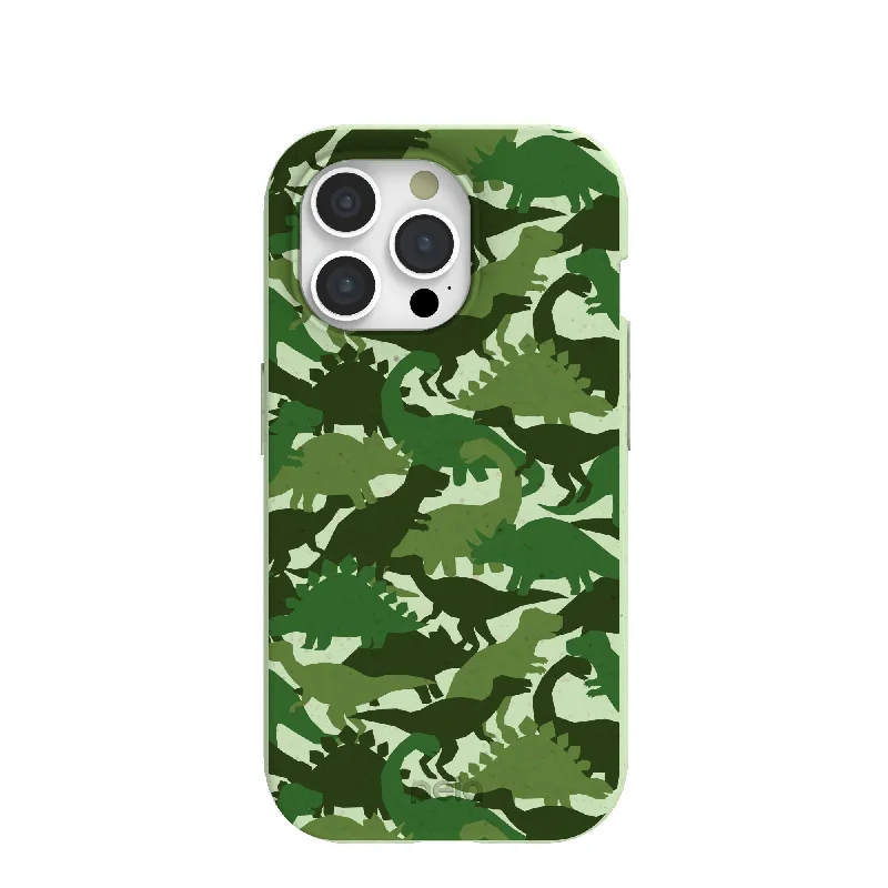 Sage Green Dino Camo iPhone 15 Pro Case