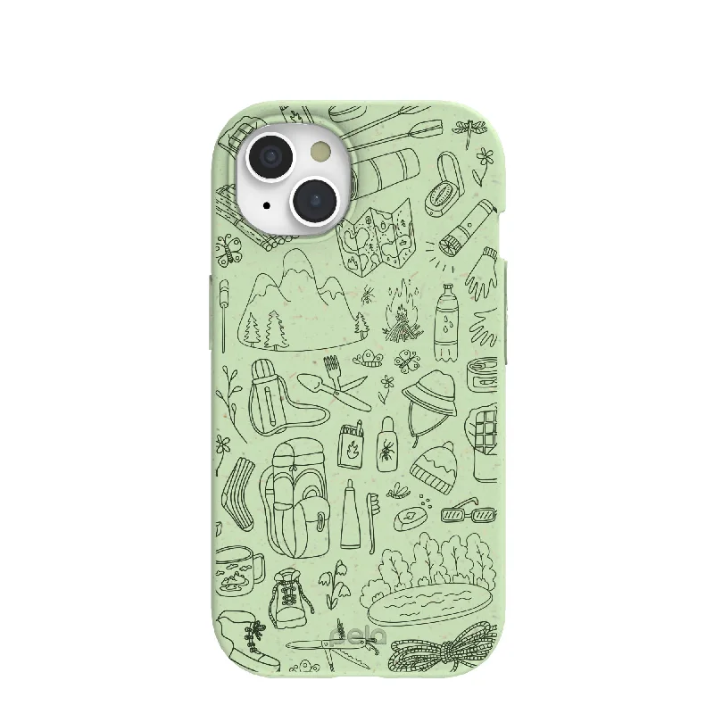 Sage Green Ready to Hike iPhone 15 Case