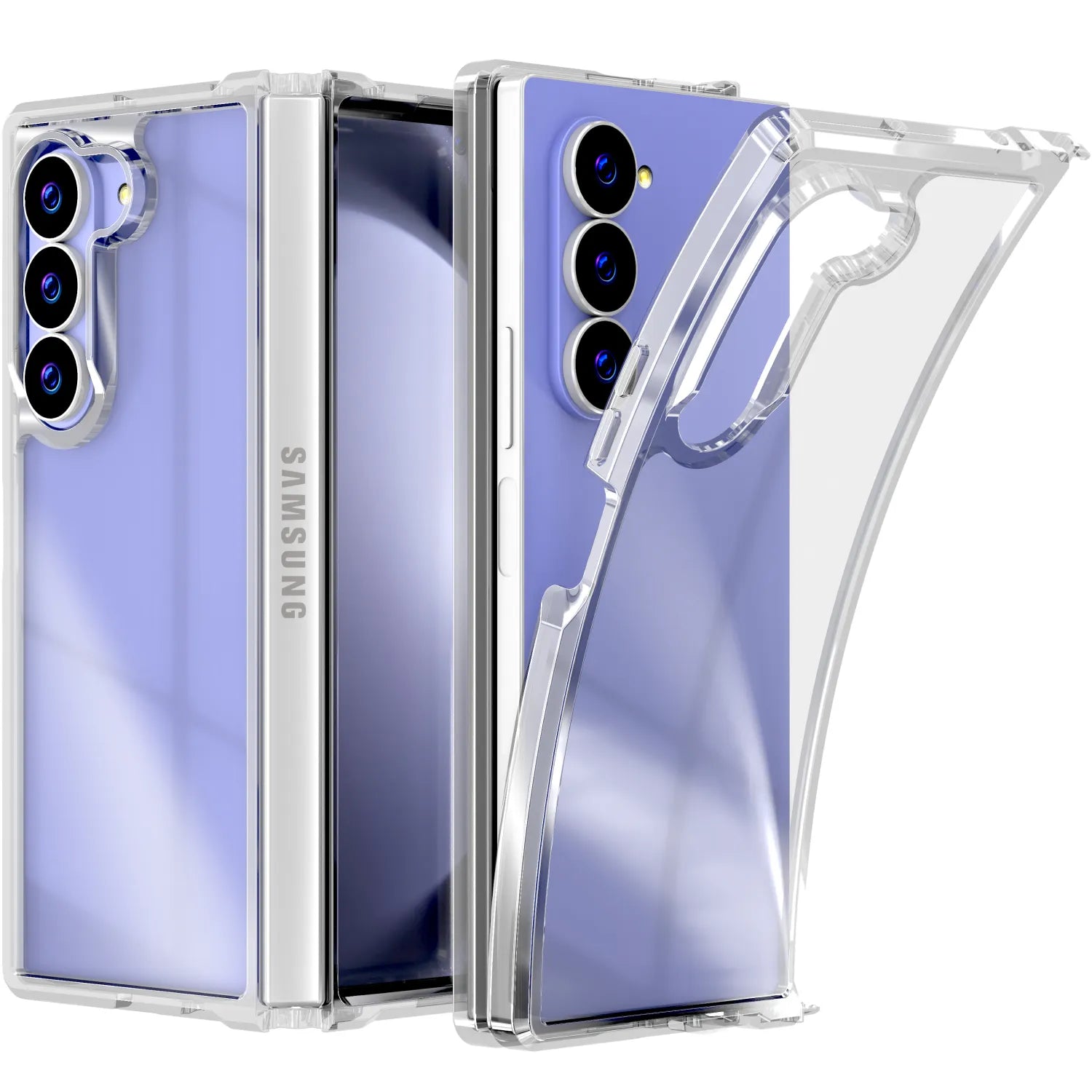 Samsung Galaxy Z Fold 6 Hybrid Shockproof Clear Slim Acrylic Case Cover Flexible Hinge Rib