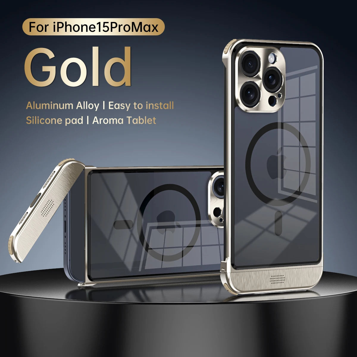 Transparent Aluminum Alloy Aromatherapy Magnetic Phone Case For iPhone 16 15 14 13 Series