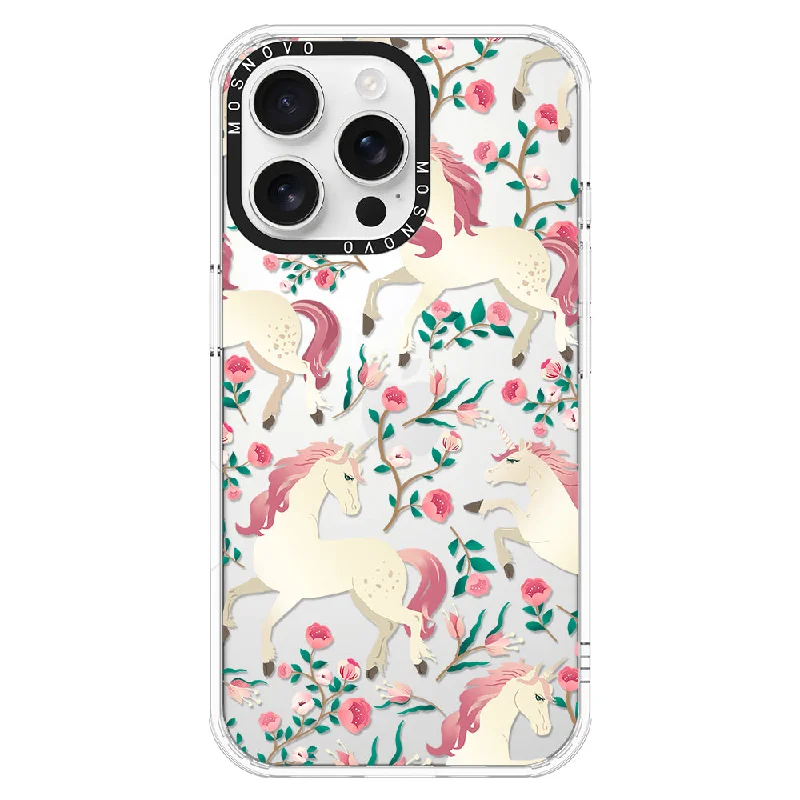 Unicorn with Floral Phone Case - iPhone 16 Pro Max Case