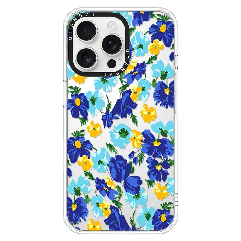 Vintage Blue Floral Phone Case - iPhone 16 Pro Max Case