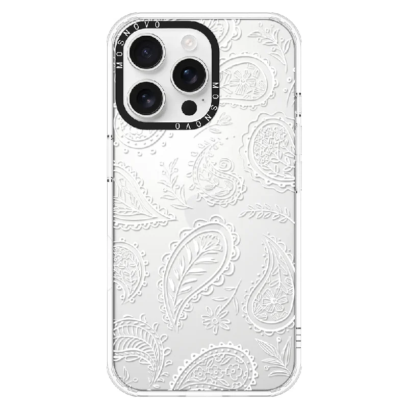 White Paisley Phone Case - iPhone 16 Pro Max Case