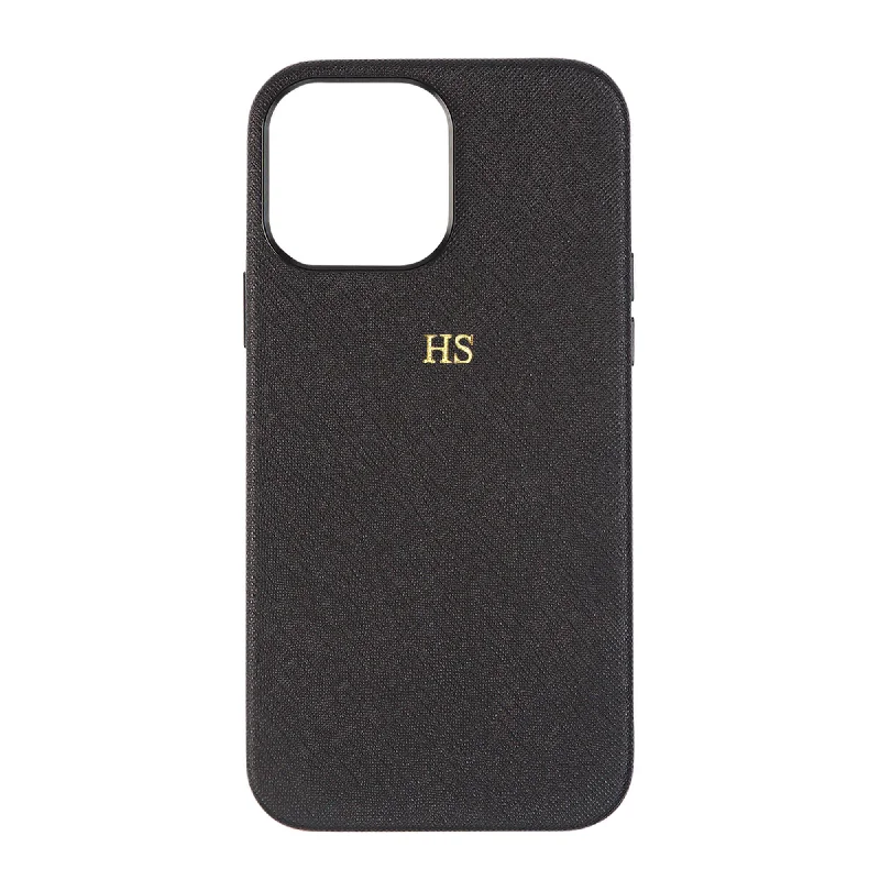 Black - iPhone 13 Series Full Wrap Saffiano Phone Case