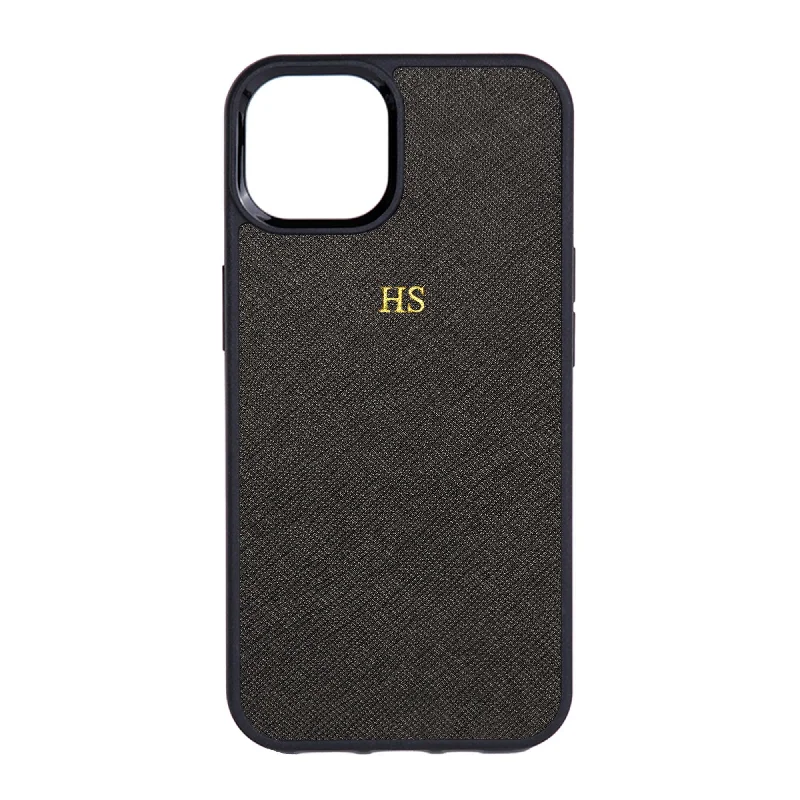 Black - iPhone 14 Series Saffiano Phone Case