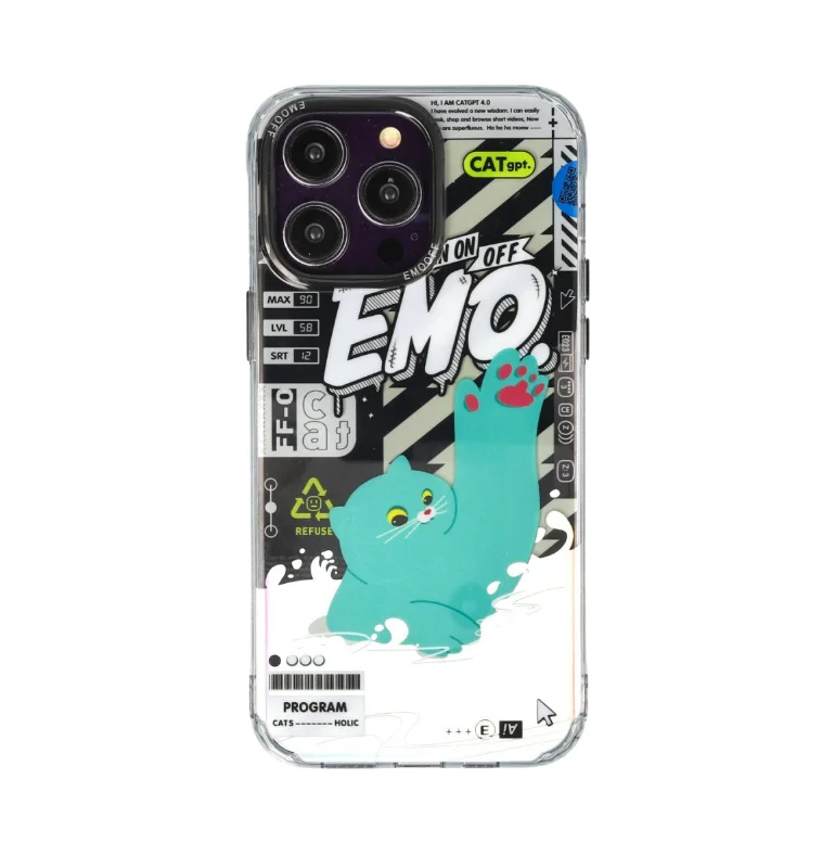 EMO OFF Cat Series Green iPhone 14 Pro 3D Case