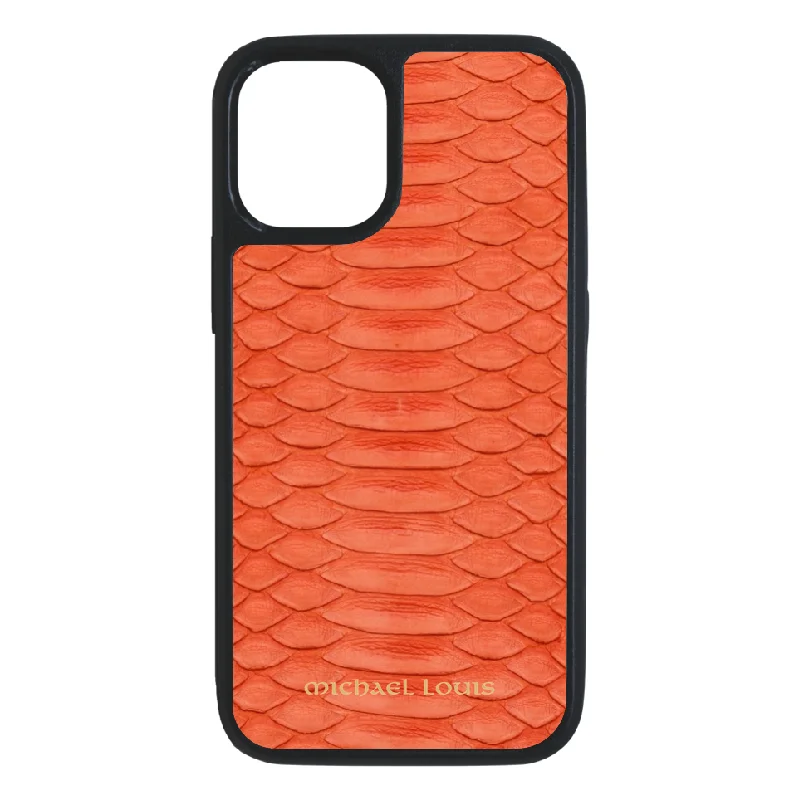 Genuine Orange Python iPhone 14 Pro Case